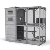 Large Outdoor Cat Catio Enclosure with Weatherproof Roof, Sunshade, and Multiple Play Areas - 4 Tiers, 1 Resting Rooms, 4 Platforms, 5 Windows - 75.6" L x 32.3" W x 70" H GRTRE