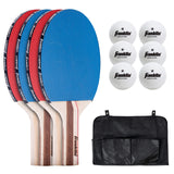 Franklin Sports Ping Pong Paddle Set with Balls - 4 Player Table Tennis Kit - (4) Ping Pong Paddles + (6) Balls - Red + Blue Table Tennis Rackets - Full Starter Kit Franklin Sports