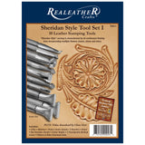 Realeather Leather Stamps Tool Set for Leather Crafting, 10 Stamping Tools, Sheridan Style Stamp Set I Realeather