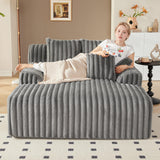 Mangodan 53.5”W Oversized Chaise Lounge Chair Indoor, Boneless Couch with 4 Pillows, Cozy Reading Chairs with Wide Arms, No Assembly Corduroy Boneless Chair, Memory Foam Couch for Living Room, Gray Mangodan