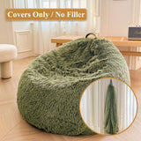 XeGe Faux Fur Comfy Bean Bag Cover(No Filler), Fluffy Stuffed Animal Storage Bean Bag Chair Cover for Bedroom Home Decor, Furry Fuzzy Bean Bag Cover for Adults Teens Kids Girls, Anti-Slip, Sage Green XeGe