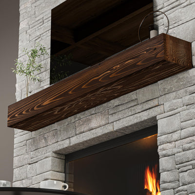 BoscoMondo Fireplace Mantel, Handcrafted Rustic from Solid Pine, Wall-Mounted Floating Farmhouse Shelf - 8"x6", 66" Brown