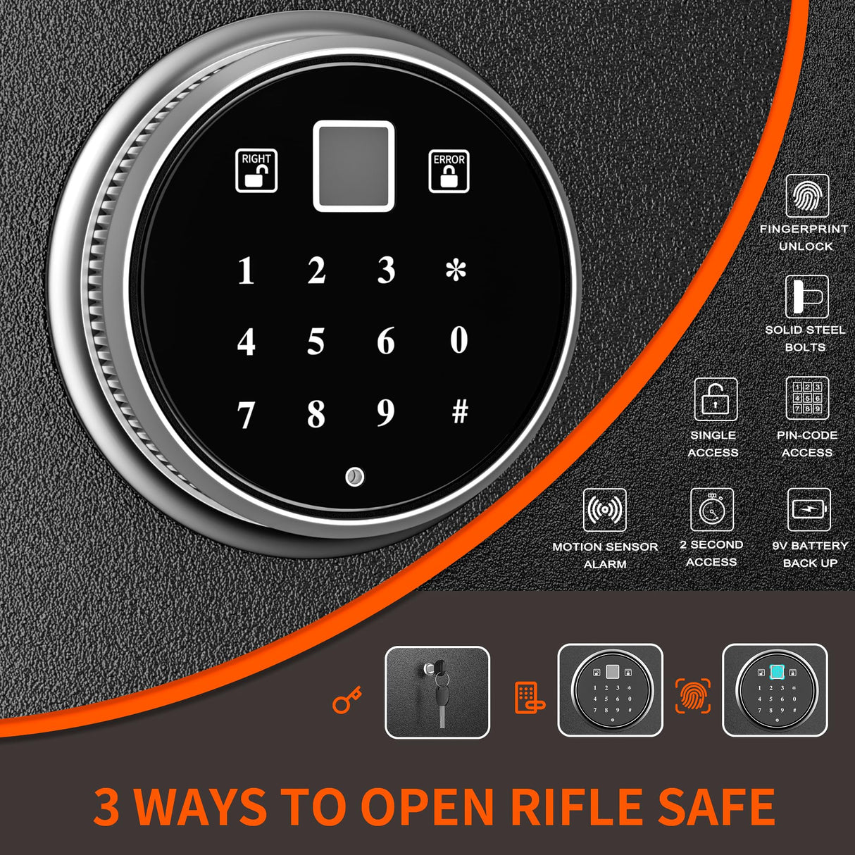 INTERGREAT [2024 New 10-12 Rifle Gun Safe, Gun Safes for Home Rifle and Pistols, Gun Cabinet for Rifles and Shotguns with Gun Rack and Removable Shelf, Large Gun Safe, Flaged Design, Pocket INTERGREAT