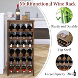 STELLSTAR 24-Bottle Wine Rack, 6 Tier Bamboo Wine Display Storage Shelves with Tabletop, Floor Freestanding Wine Bottle Holder with Wobble-Free Shelves, Walnut STELLSTAR
