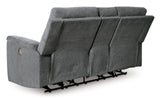 Signature Design by Ashley Barnsana Minimalist Power Reclining Loveseat with Console and USB Charging Ports, Gray Signature Design by Ashley