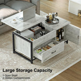 FABATO 41.7" Coffee Table Lift Top with Storage Drawers and Hidden Compartment Vintage Central Table for Living Room Grey FABATO