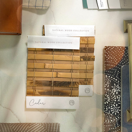 MOOD Custom Bamboo Shades | NATURAL | Cordless Bamboo Roman Shades for Windows and Doors (Natural Woven) | Natural Cedar (Great Privacy) | Sample Swatch Kit Mood