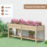 FILWH Raised Garden Bed with Legs Elevated Wooden Planter Box Stand Large Planter Stand Box for Fruits Vegetables Flowers with Divider with Bag - 72 * 24 * 30.5IN FILWH