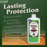 HOPE'S 100% Pure Tung Oil, Food Safe, Premium Waterproof Natural Wood Finish and Sealer for Indoor and Outdoor Projects,16 Fl Oz, 2 Pack HOPE'S