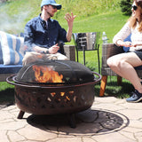 Sunnydaze 36-Inch Bronze Crossweave Wood-Burning Fire Pit - Includes Spark Screen, Fireplace Poker, and Round Cover Sunnydaze