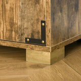 HOMCOM Industrial Kitchen Pantry Cabinet with 4 Doors and Storage Shelves, Freestanding Storage Cabinet, Rustic Wood HOMCOM