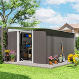 Outsunny 11' x 9' Outdoor Storage Shed, Metal Garden Tool House with Sloping Roof and Lockable Door for Backyard, Bike, Patio, Garage, Lawn, Gray Outsunny