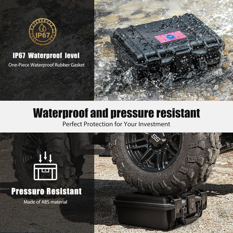 Kinghardcase Gun Safe Case for Pistol, TSA Combination Lockable Pistol Case Hard Shell Waterproof & Shock Proof, 10.6”*8.8”*4” Gun Lock Box for Travel Gun Case 9mm Kinghardcase
