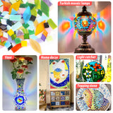 Mosaic Glass Pieces Tiles for Adults: LATIIZ 320Pcs Rainbow Color Mixed 5 Shapes Stained Glass Bulk for Beginner Artist - Mosaics Kit for Making Art Project Craft DIY Lamp Vase Coaster Stepping Stone Latiiz