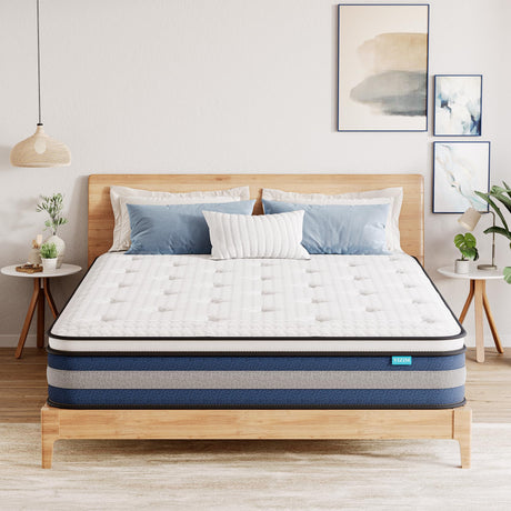 VIZIM Full Mattress, 12 Inch Hybrid Mattress with Individual Pocket Springs & Comfort Memory Foam, Full Size Bed for Pressure Relief & Targeted Support, Medium Firm VIZIM