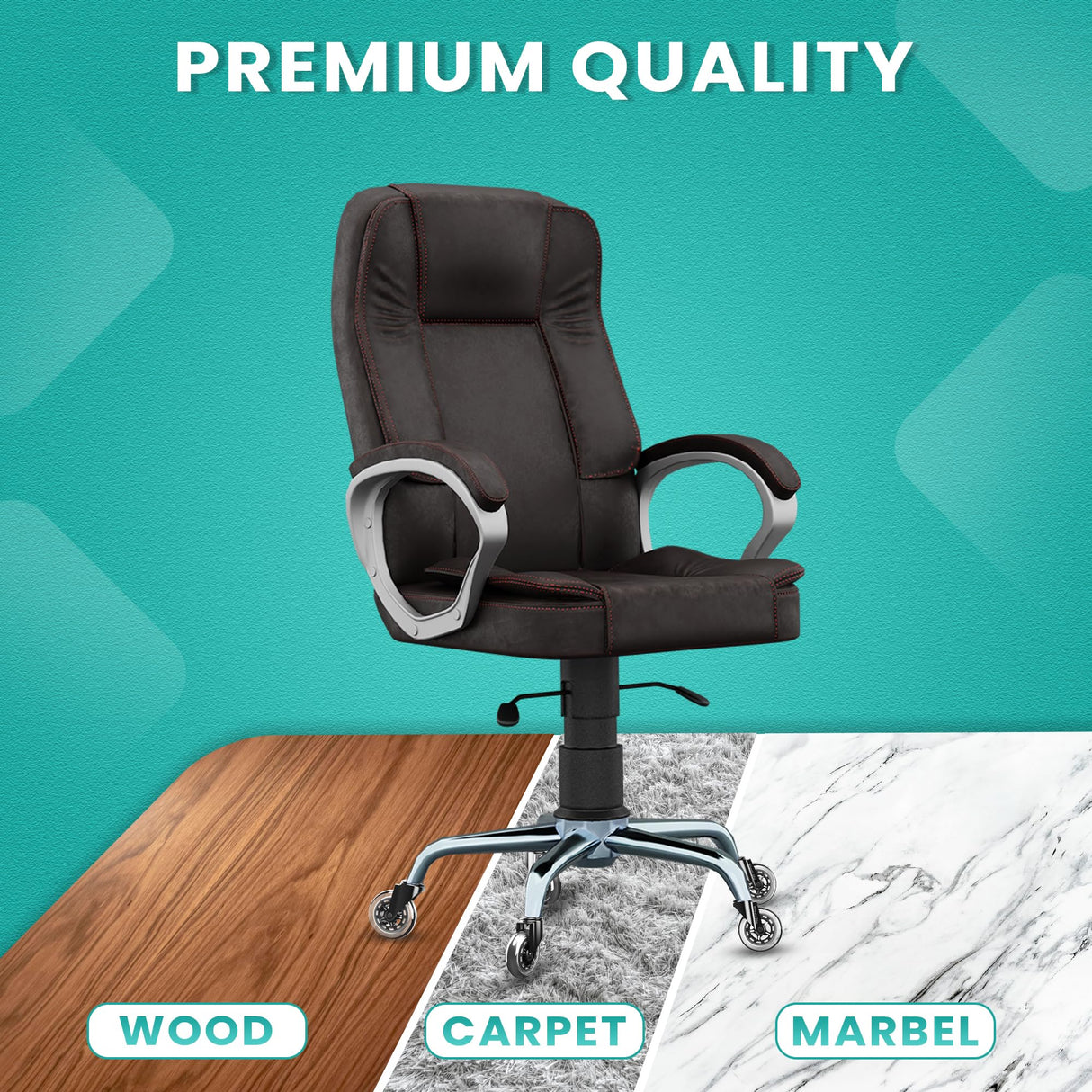 Office Chair Casters, Set of 5, 3 inch Heavy-Duty Replacement Rubber Wheels for Desk & Gaming Chair are Easy to Install & Suitable for All Floors, Including Carpet & Wood Wheels Xela