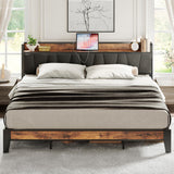 LIKIMIO King Size Bed Frame with Storage Headboard and Charging Station, Solid Construction, Easy Assembly LIKIMIO