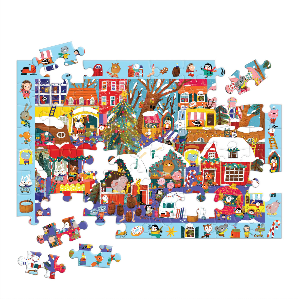Mudpuppy Christmas Market – 64 Piece Search & Find Jigsaw Puzzle Featuring Festive Critters Shopping Around The Christmas Market and Over 40 Hidden Images to Find Mudpuppy