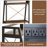 Herture 5-10 Gallon Fish Tank Stand with Shelf, Metal Frame Aquarium Stand with Storage and Power Outlet, for 2 x Fish Tank, 20.47" L*15.11" W Reptile Tank Rustic Brown PG10YGN Herture