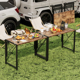 Homeiju Folding Desk, Small Foldable Desk 31.5" for Small Spaces, Portable Desk for Bedroom, Home Office, Small Folding Table for Camping, Traveling, Space Saving, Easy Assembly, Rustic Brown Homeiju