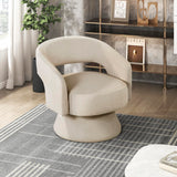Lexicon 360 Degree Swivel Accent Chair, Modern Comfy Velvet Round Barrel Chair, Open Back, Plush Foam Cushions, Metal Swivel Base for Living Room/Bedroom/Office, Taupe Lexicon