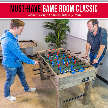 GoSports 54 Inch Full Size Foosball Table - Includes 4 Balls and 2 Cup Holders – Black, Oak, or White GoSports
