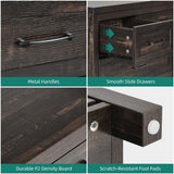 YITAHOME 6 Drawer Dressers, Wood Dressers Chests of Drawers, Modern Dresser with Open Shelf Storage for Room, Entryway, Hallway, Dark Rustic Oak YITAHOME