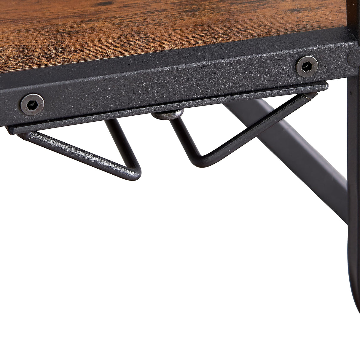 PAUKIN 5 Tier Freestanding Wine Rack with Hanging Wine Glass Holder and Organizer, Wine Storage Home Bar. 11 Bottle Wine Grill for Kitchen, Dining Room., Antique Brown. (Metal & Wood, Antique Brown) PAUKIN