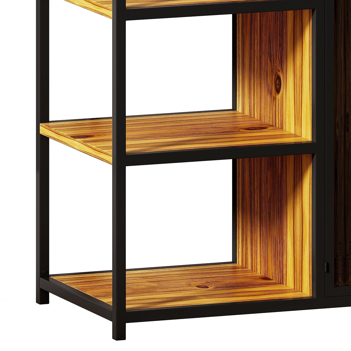 Wetiny 5-Tier Ladder Bookshelf with Glass Door and Cabinet – Industrial Style Storage for Home Office and Living Room Wetiny