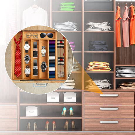 Bellsal Silverware Organizer Kitchen Drawer Organizer Expandable Bamboo Utensil Holder Cutlery Tray for Kitchen Utensil and Flatware Bedroom Office Bellsal