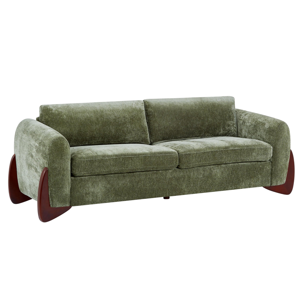 Christopher Knight Home Taki 89 Inches Sofa Couch, Cozy Chenille Upholstered 3-Seater Sofa, Wood Frame Couches, Comfy Home Sofa Living Room and Office, Lounge Seating with Armrests, Olive Green Christopher Knight Home