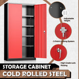 INTERGREAT Metal Lockable Storage Cabinet, 72” H Storage Cabinet with 2 Doors and 4 Adjustable Shelves for Office, Home, Garage, Pantry (Assembly Required, 18”D, Black Red) INTERGREAT