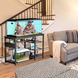 GRLEAF 55-75 Gallon Aquarium Stand: 1200LB Capacity, Built-In Power Outlets, 3-Tier Shelves for Fish Tank Accessories Storage, Heavy-Duty Steel/Wood Hybrid for Fish & Reptile Tanks | Excludes Tank GRLEAF