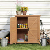 Potting Bench with Storage Cabinet and Metal Table Top for Outdoor Patio, Garden Furniture Wood Workstation Mederla