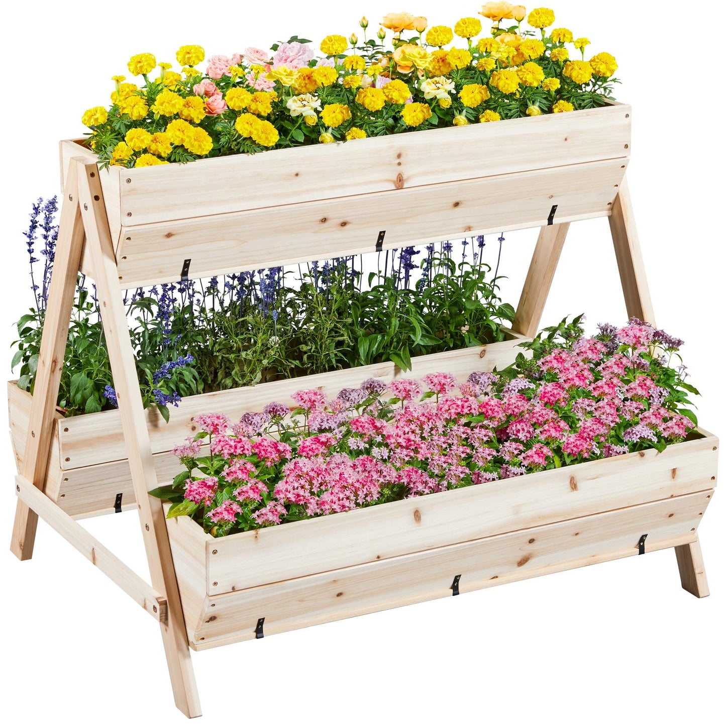 Yaheetech 44 x 36.5 x 35.5 Raised Garden Bed 3 Tiers Outdoor with Legs Elevated Planter Box Wooden Garden Planter Gardening Bunk Bed for Flowers, Vegetables, Herbs, 1pc - WoodArtSupply