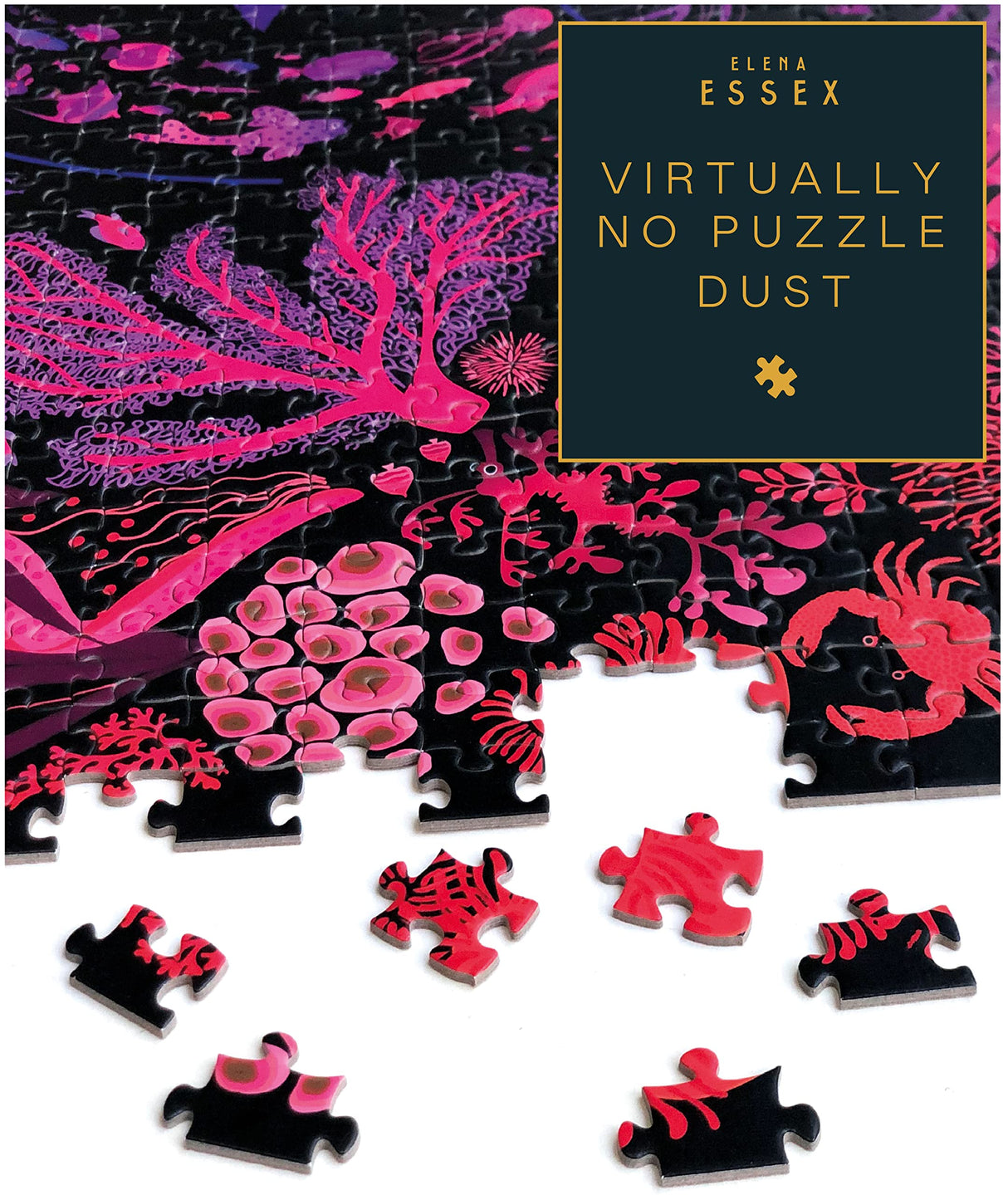 Elena Essex Puzzles for Adults 1000 Pieces - Night Reef | 1000 Piece Puzzle for Adults | Jigsaw Puzzles 1000 Pieces | Coral Reef Ocean Shark Puzzle | Puzzles Size 28x20 inches Elena Essex