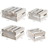 MyGift Whitewashed Wood Cupcake Stands, Decorative Dessert or Appetizer Risers, Wooden Nesting Storage Crates, Set of 4 MyGift