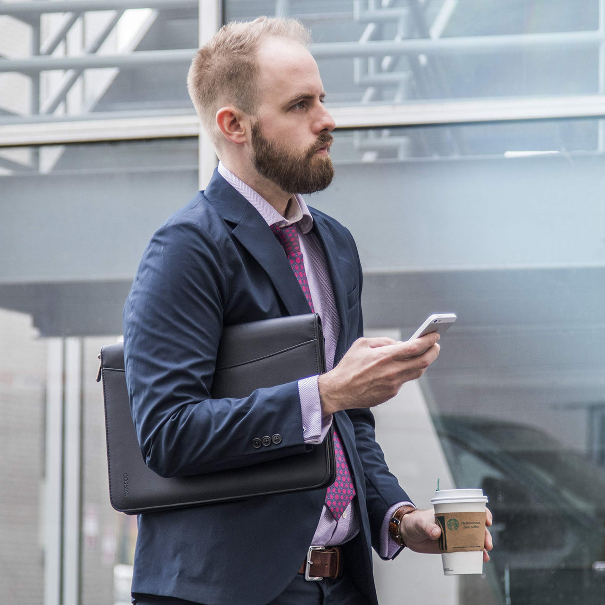 Cossini Black Superior Vegan Leather Business Portfolio with Zipper – Padfolio All-in-One. Smartest Protective 10.1 Inch Tablet Sleeve, Presentation Slot, Solar Calculator, Card Storage, Writing Pad COSSINI