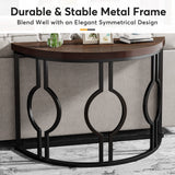 Tribesigns Half Moon Console Table for Entryway, 43 Inch Industrial Semi Circle Sofa Table with Geometric Base, Wood Accent Table for Living Room, Hallway, Foyer, Entrance, Rustic Brown Tribesigns