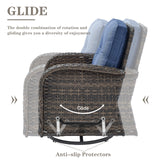 Belord 6 Piece Patio Conversation Sets - Wicker Patio Furniture Sets with Outdoor Swivel Rocker Chairs Outdoor Couch Perfect for Patio Deck Backyard, Brown Wicker Blue Cushion Belord