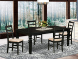 East West Furniture LGPF5-BLK-C Logan 5 Piece Kitchen Set Includes a Rectangle Dining Room Table with Butterfly Leaf and 4 Linen Fabric Upholstered Chairs, 42x84 Inch East West Furniture