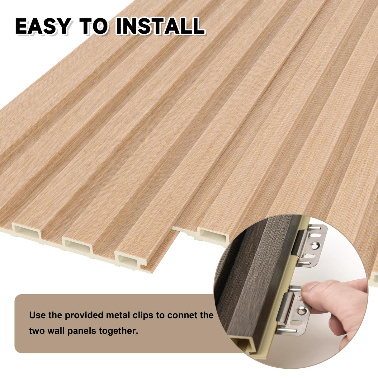 POHARE Slat Wall Paneling,8-Pack 3D WPC Wood Wall Panels,Acoustic Wall Panels for Interior Wall Decor,Living Room,Bedroom,Oak,95 x 6 in POHARE