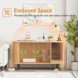 Cat Litter Box Enclosure with Cat Scratch Pad, Sliding Door, 37.4" Litter Box Enclosure Furniture Hidden Litter Box, Modern Indoor Cat House, TV Stand, Side End Table for Living Room, Natural Halitaa