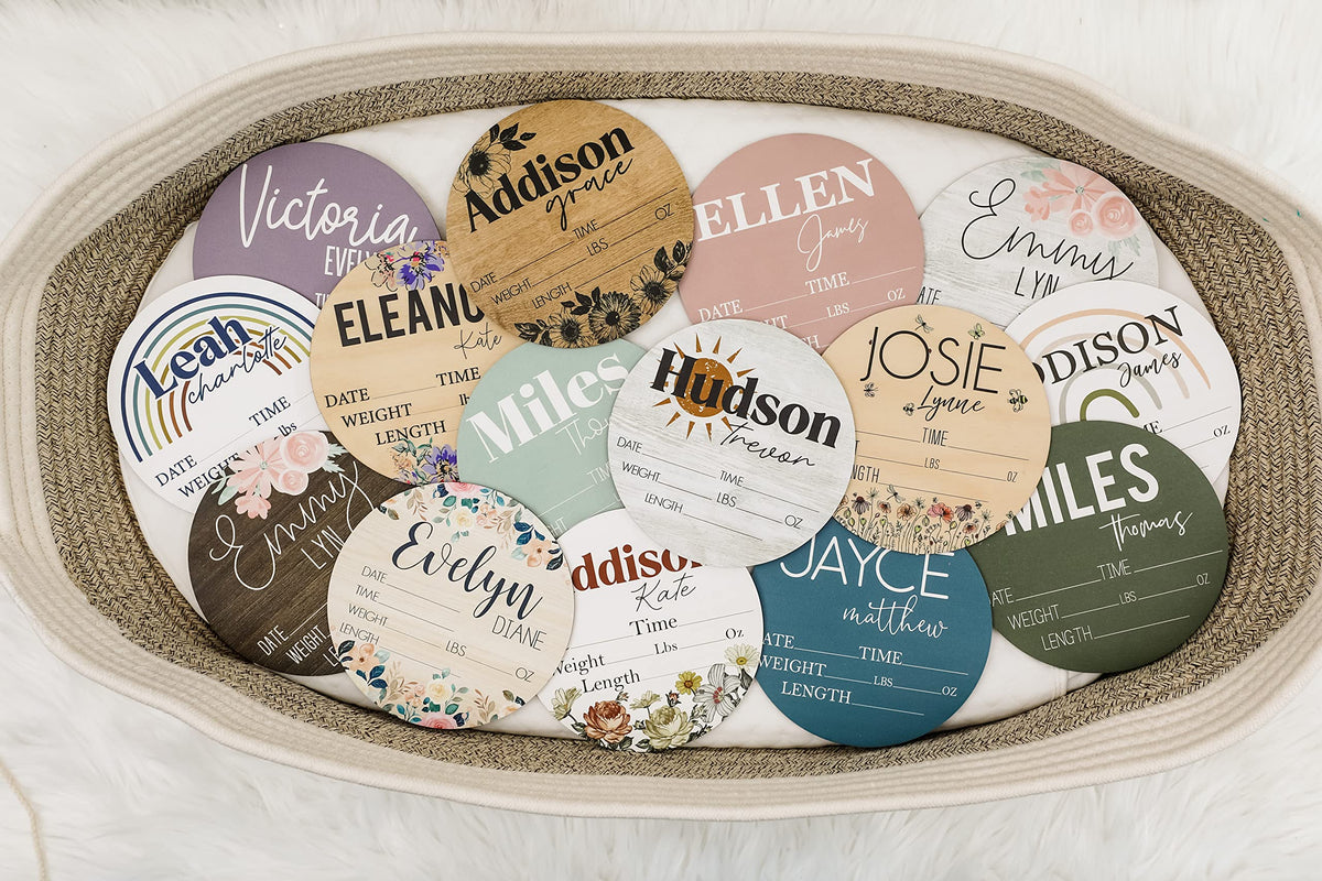 Birth Stat Sign Personalized for Newborn Baby, Scarlett James Design, Crib & Nursery Decor, Photography Prop, Baby Shower Gifts, Gender Reveal, Hickory Hollow Designs