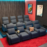 GarveeHome Linen Fabric Manual Recliner Chair, with Side Pocket, High Backrest, Thick Cushion, Adjustable Push Back Recliner,Cozy Lounge Chair for Living Room, Home Theater, Bedroom, Dark Gray GarveeHome