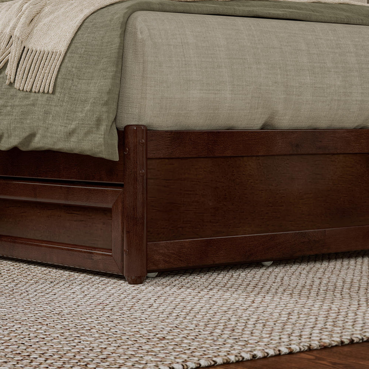 AFI, Andorra King Platform Bed with Panel Footboard & Twin XL Trundle, Walnut AFI