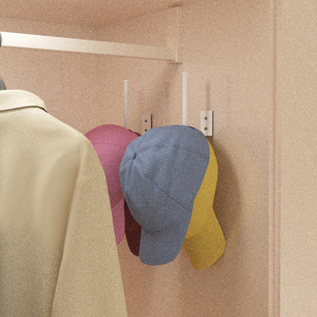 Durmmur 2 Pack Hat Racks for Baseball Caps, Stainless Steel Hat Organizer for Baseball Cap, Hat Holder Storage Organizer, Hat Hanger Strong Adhesive/Wall Drilled for Door, Bedroom, Closet(White 6 in) Durmmur