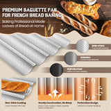 Pavsrmy Baguette Bread Pan, Premium Nonstick Perforated Baguette Pan for French Bread Baking, 4 Loaves Baguette Baking Tray for Sourdough, Italian Bread, Perfect for Creating Crisp Golden-Brown Crust Pavsrmy
