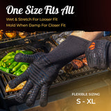 GRILL HEAT AID Premium BBQ Gloves - 1472°F Heat Resistant Gloves for Grilling, Longer Cuff Grill Gloves Heat Proof for Men, Oven Mitts for Baking, Pizza, Barbecue, Cast Iron, Fire Pit, Fireplace Grill Heat Aid
