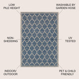 JONATHAN Y Moroccan Trellis Indoor Outdoor Area Rug 8X10 Navy/Gray, Trebol Textured Weave for Backyard, Patio, Porch, Easy-Cleaning, High Traffic, Pet-Friendly, Non-Shedding (SMB109D-8) JONATHAN Y
